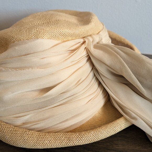 elsie lou originals vintage woven straw bucket hat 1940s 1950s - Picture 2 of 7